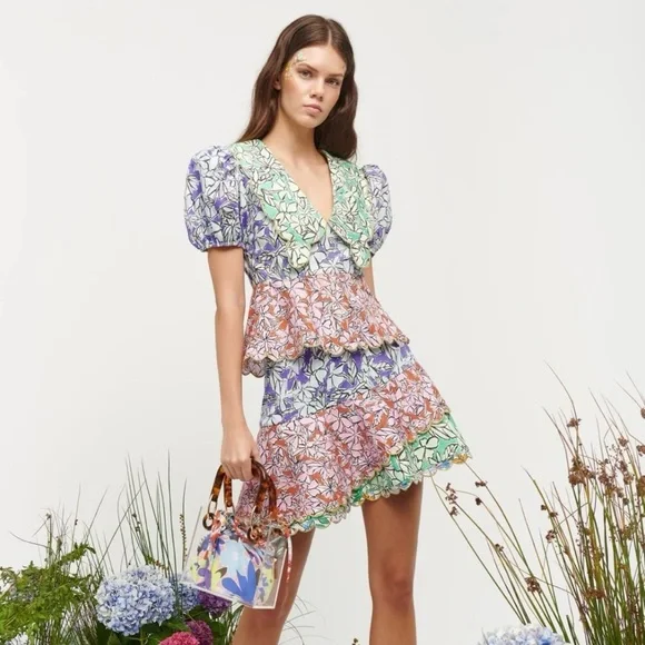 NWT CeliaB Harald XS peplum blouse- Gorgeous, bold colors! - Picture 2 of 9